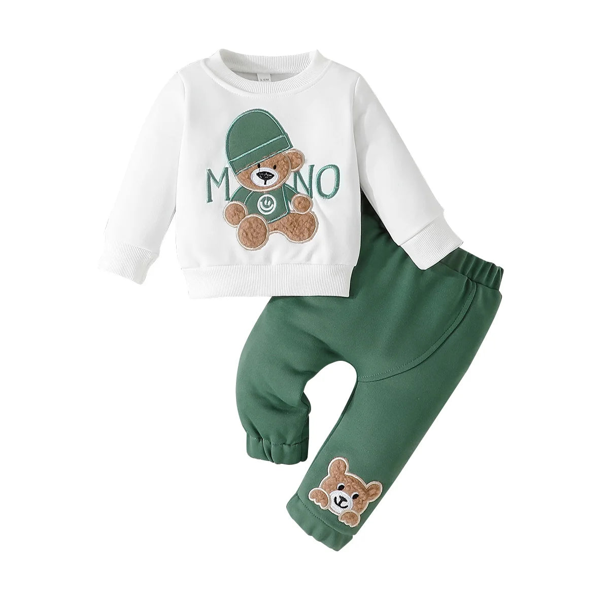 Baby Bear Outfit – 3-24 Months Long-Sleeve Tee & Navy Pants Set