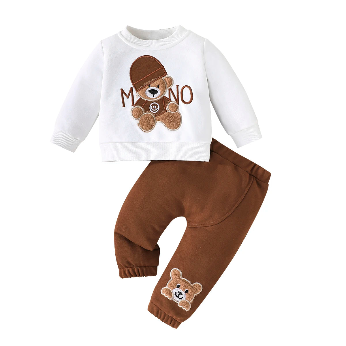 Baby Bear Outfit – 3-24 Months Long-Sleeve Tee & Navy Pants Set
