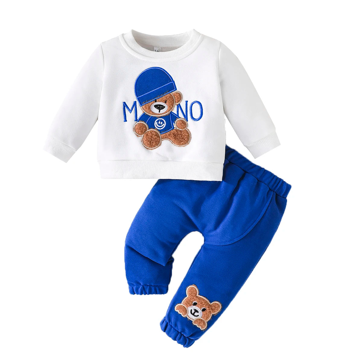 Baby Bear Outfit – 3-24 Months Long-Sleeve Tee & Navy Pants Set