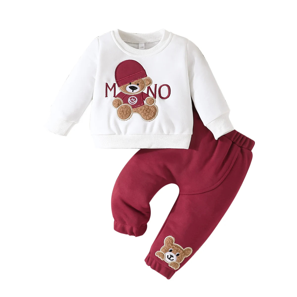 Baby Bear Outfit – 3-24 Months Long-Sleeve Tee & Navy Pants Set